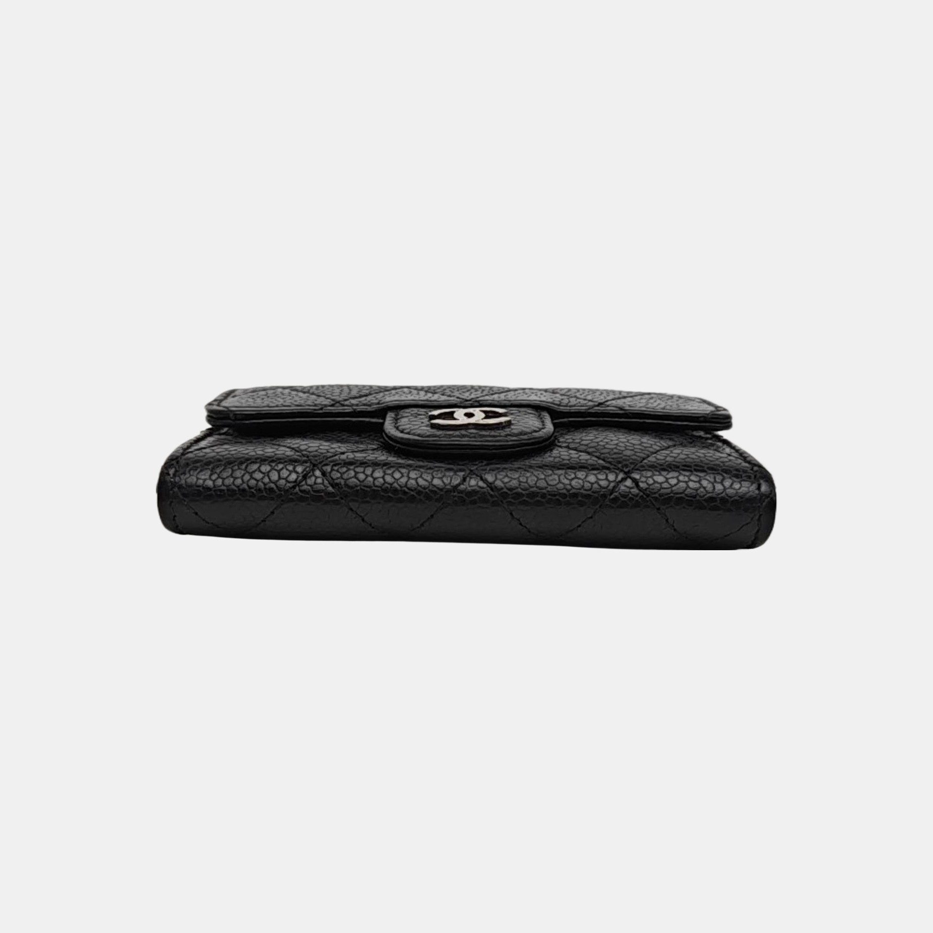 CLASSIC FLAP Quilted Grained Calfskin Black Card Holder