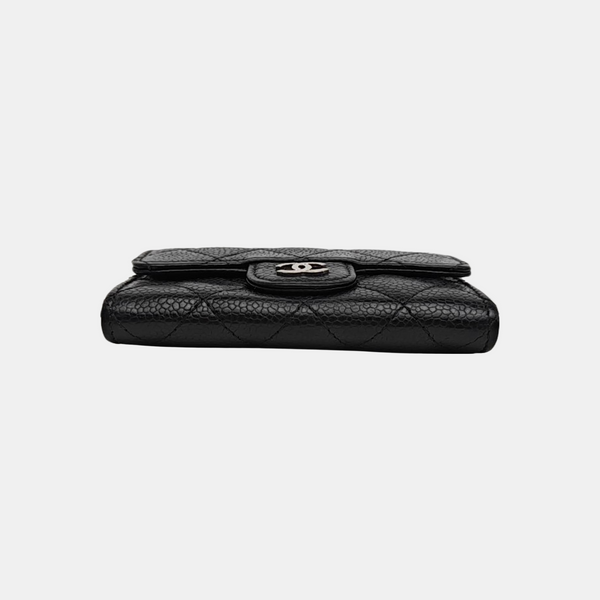 CLASSIC FLAP Quilted Grained Calfskin Black Card Holder
