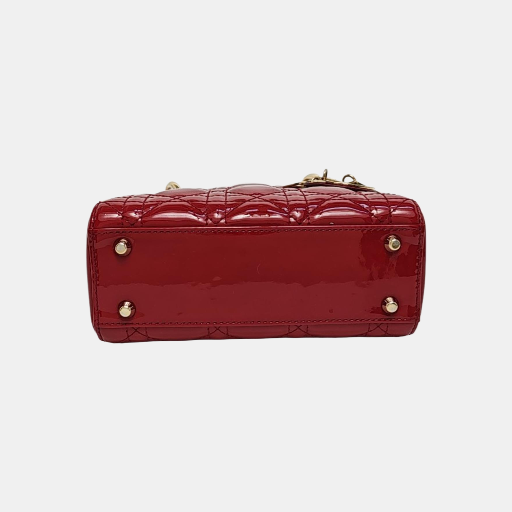 Lady Dior Mini Cannage Patent Leather Red