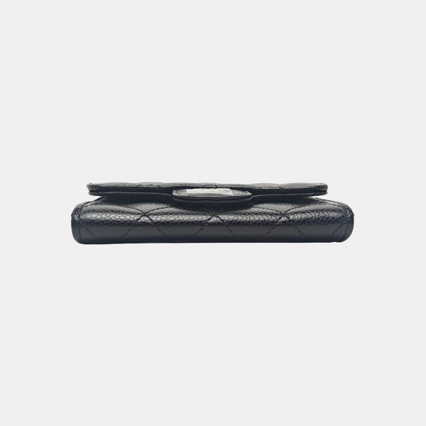 Quilted Grained Calfskin Wallet Black