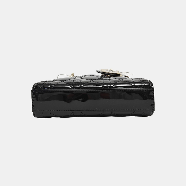Lady Dior Super Mini Cannage Patent Leather Black