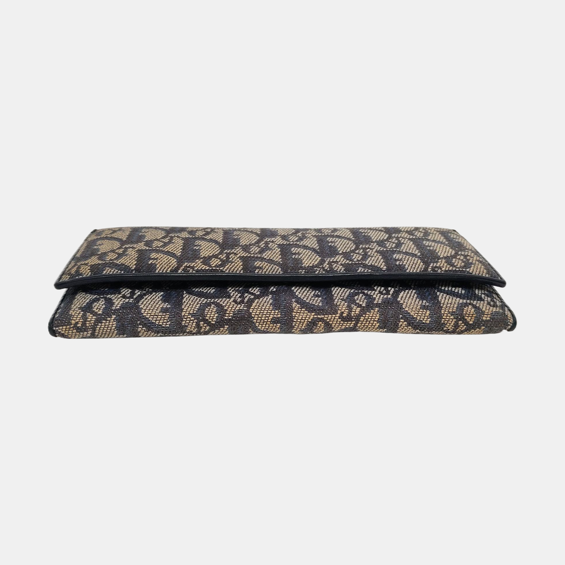 Oblique Coated Canvas Wallet Blue