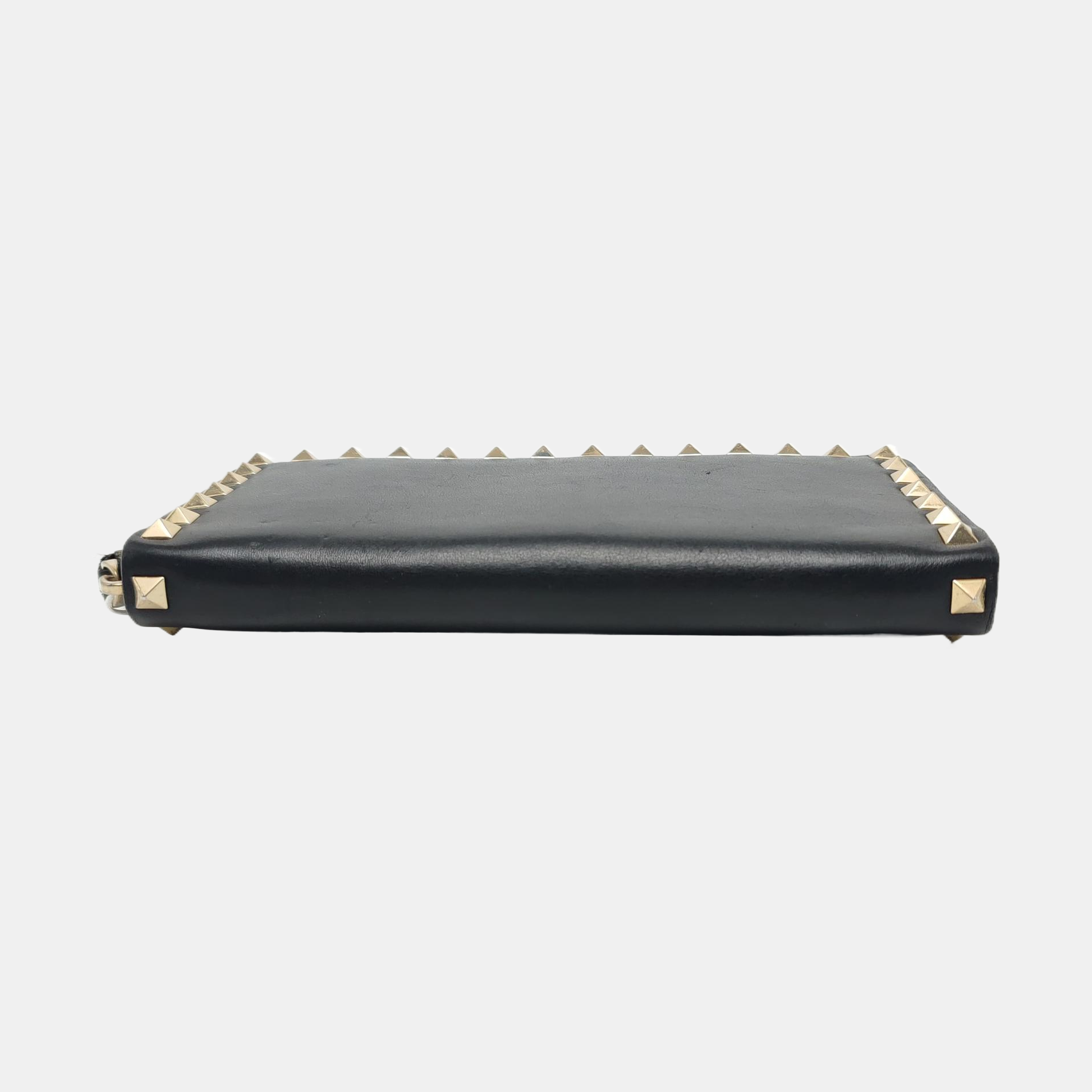 Rockstud Calfskin Black Wallet