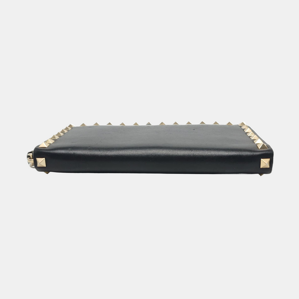 Rockstud Calfskin Black Wallet
