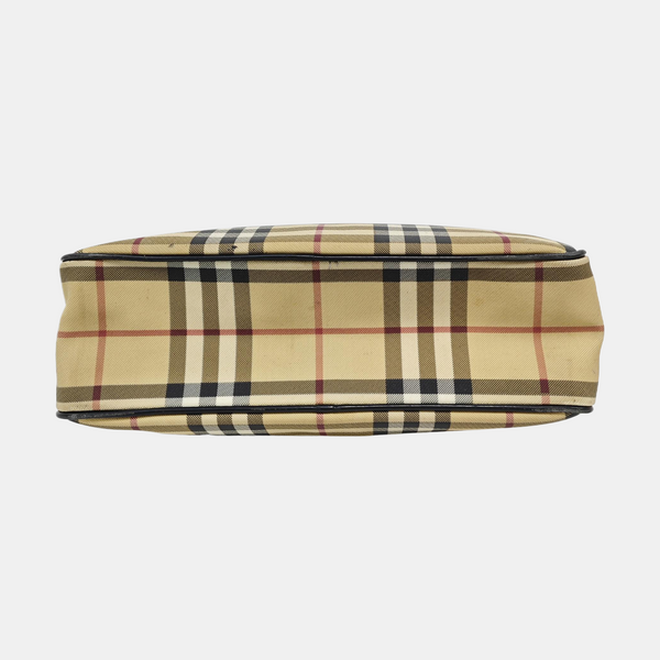 Coated Canvas Top Handle Bag Beige