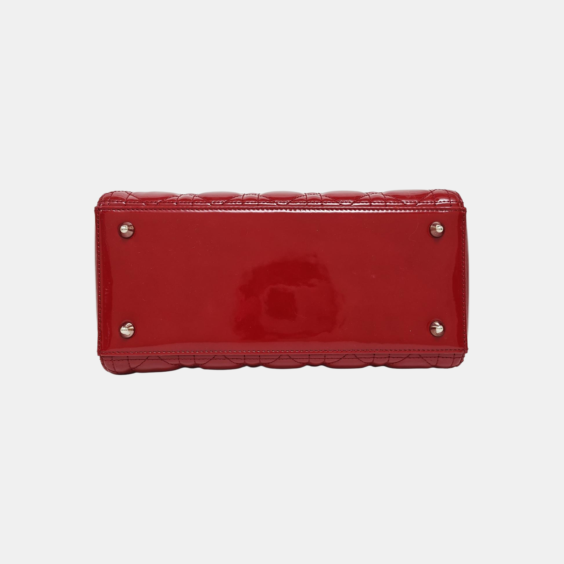 Lady Dior Medium Cannage Patent Leather Red