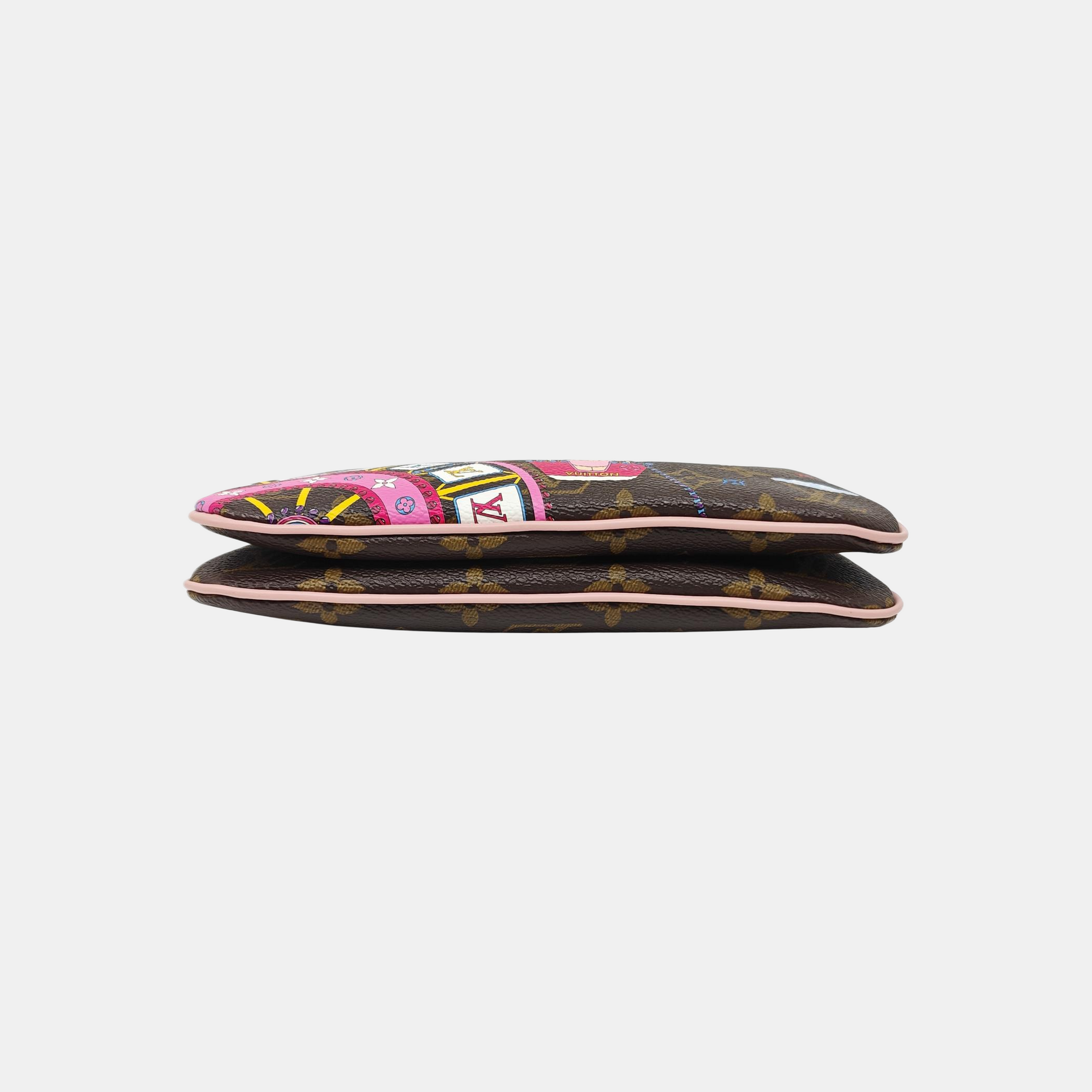 DOUBLE ZIP Monogram Coated Canvas Brown