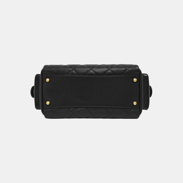 Grained Calfskin Shoulder Bag Black