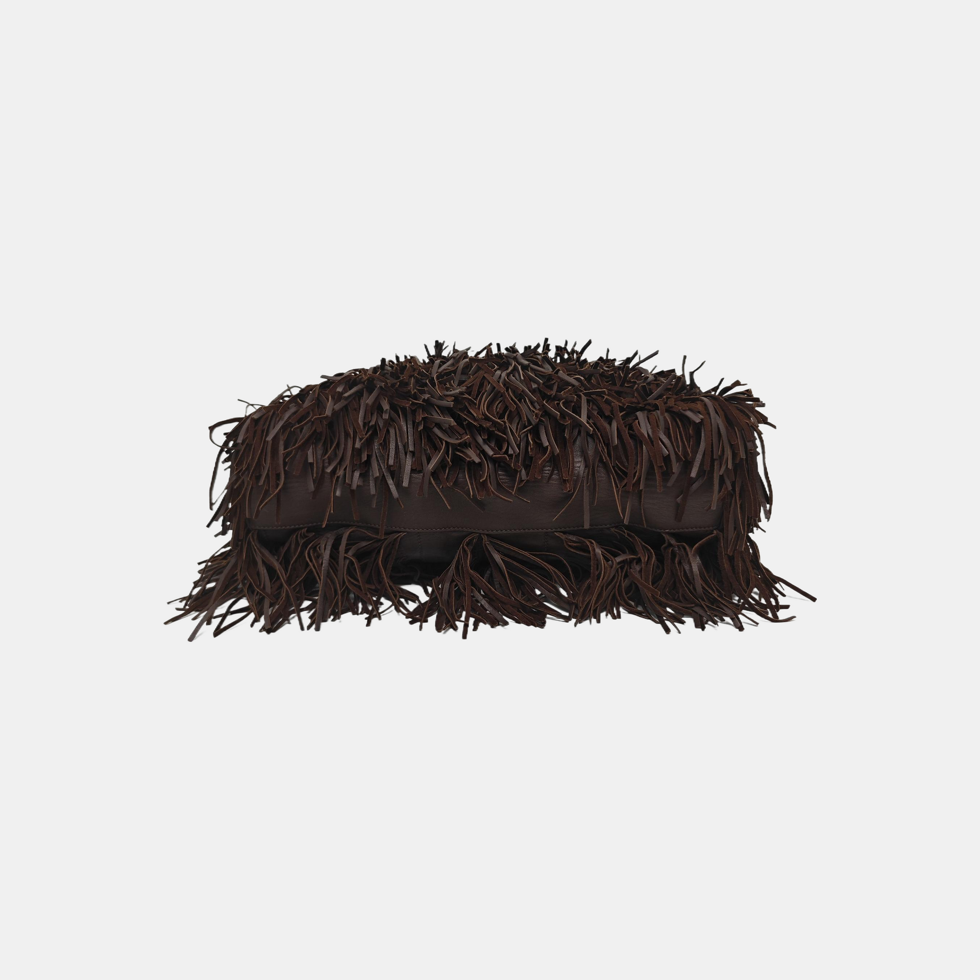 Lambskin Top Handle Bag Brown