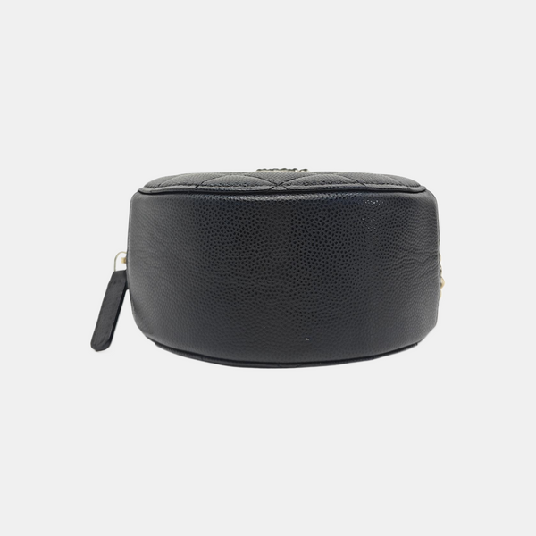 Quilted Grained Calfskin Shoulder Bag Black
