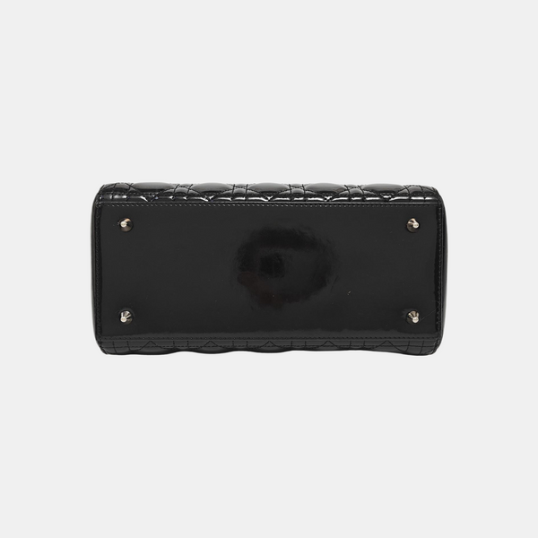 Lady Dior Medium Cannage Patent Leather Black