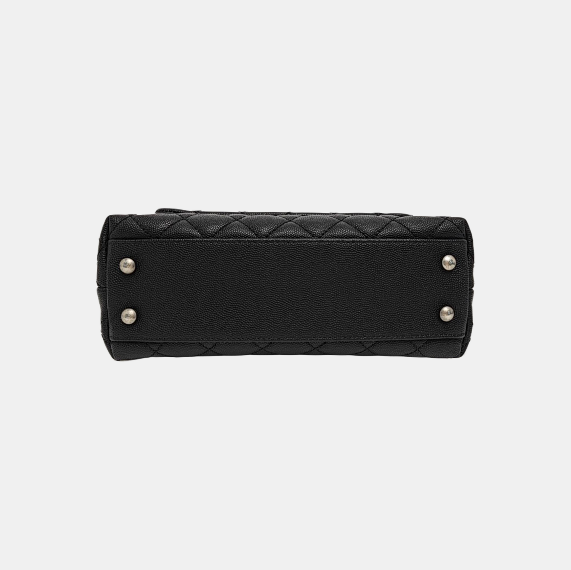 COCO HANDLE Small Quilted Grained Calfskin Black