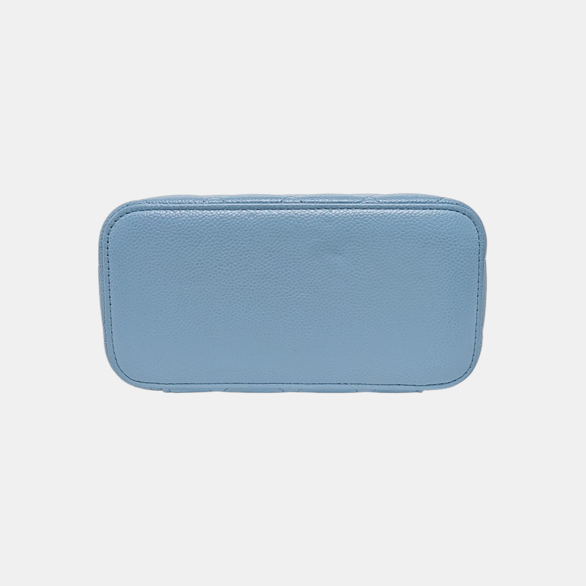 VANITY CASE Small Quilted Grained Calfskin Blue