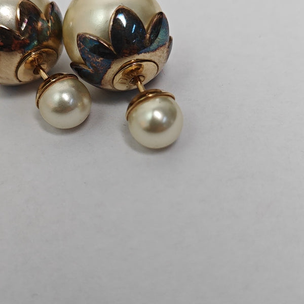 Dior Tribales Metal White Stud Earrings