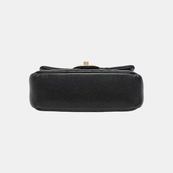 Quilted Grained Calfskin Shoulder Bag Black