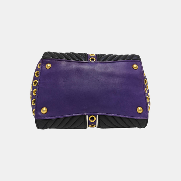 Zipper Wallet Quilted Lambskin Purple