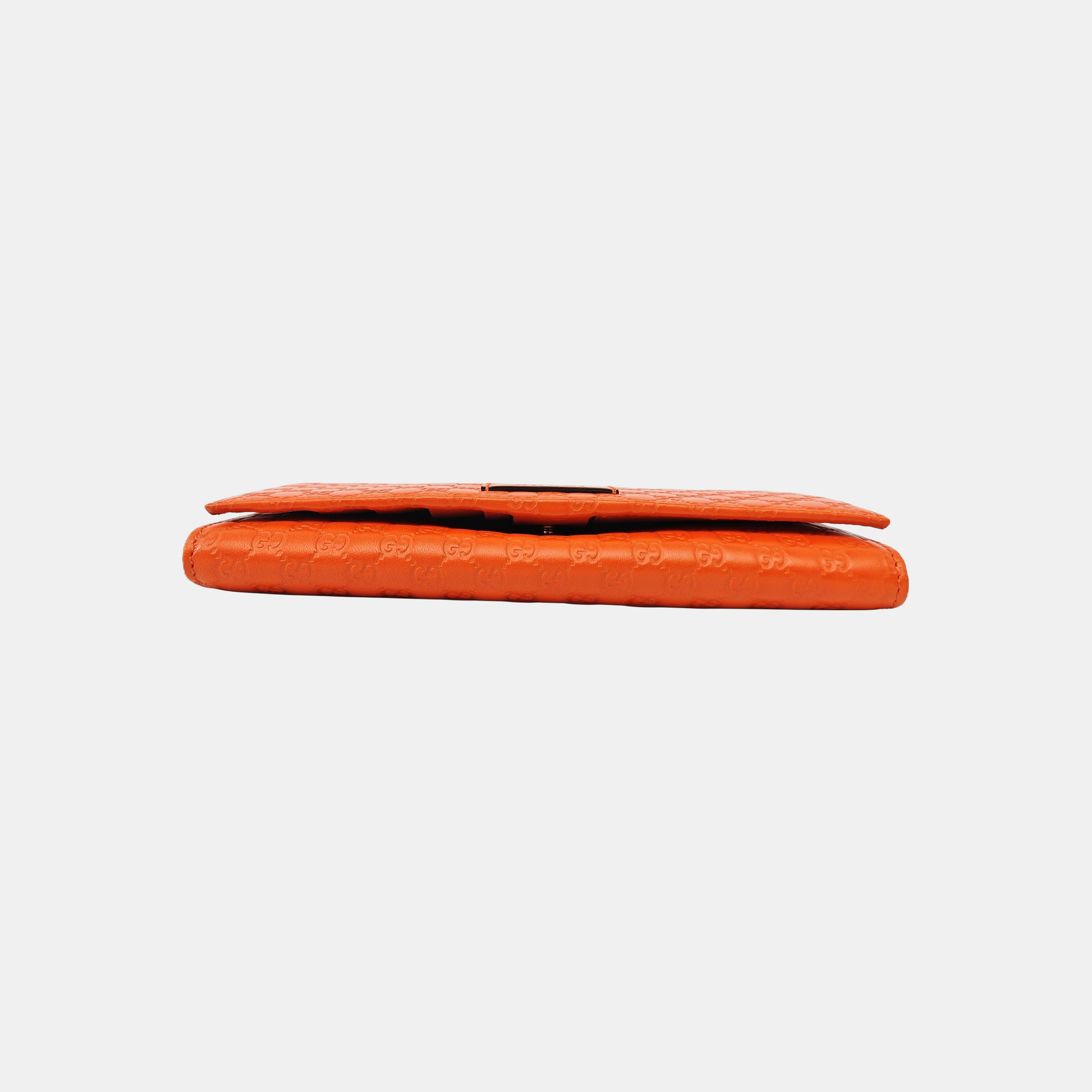 Microguccissima Monogram Calfskin Orange Wallet