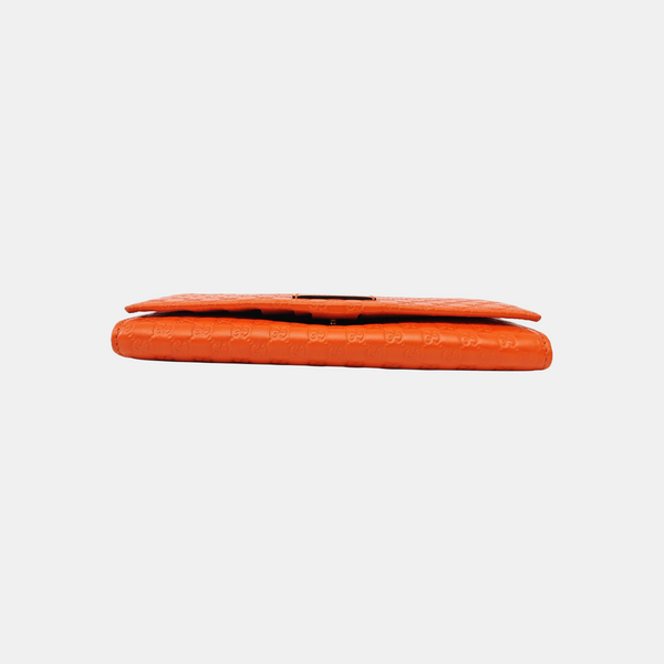 Microguccissima Monogram Calfskin Orange Wallet