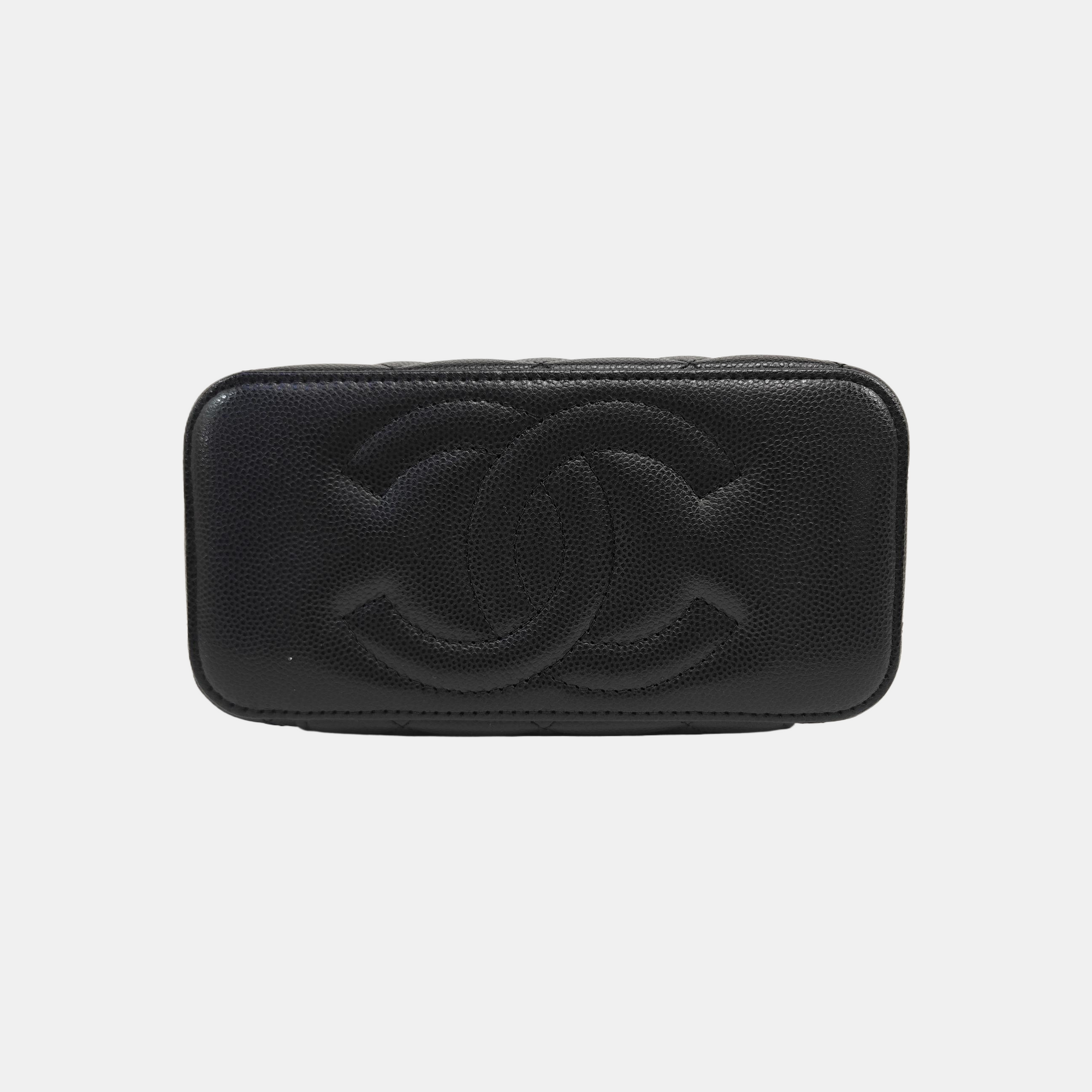 VANITY CASE Small Quilted Grained Calfskin Black