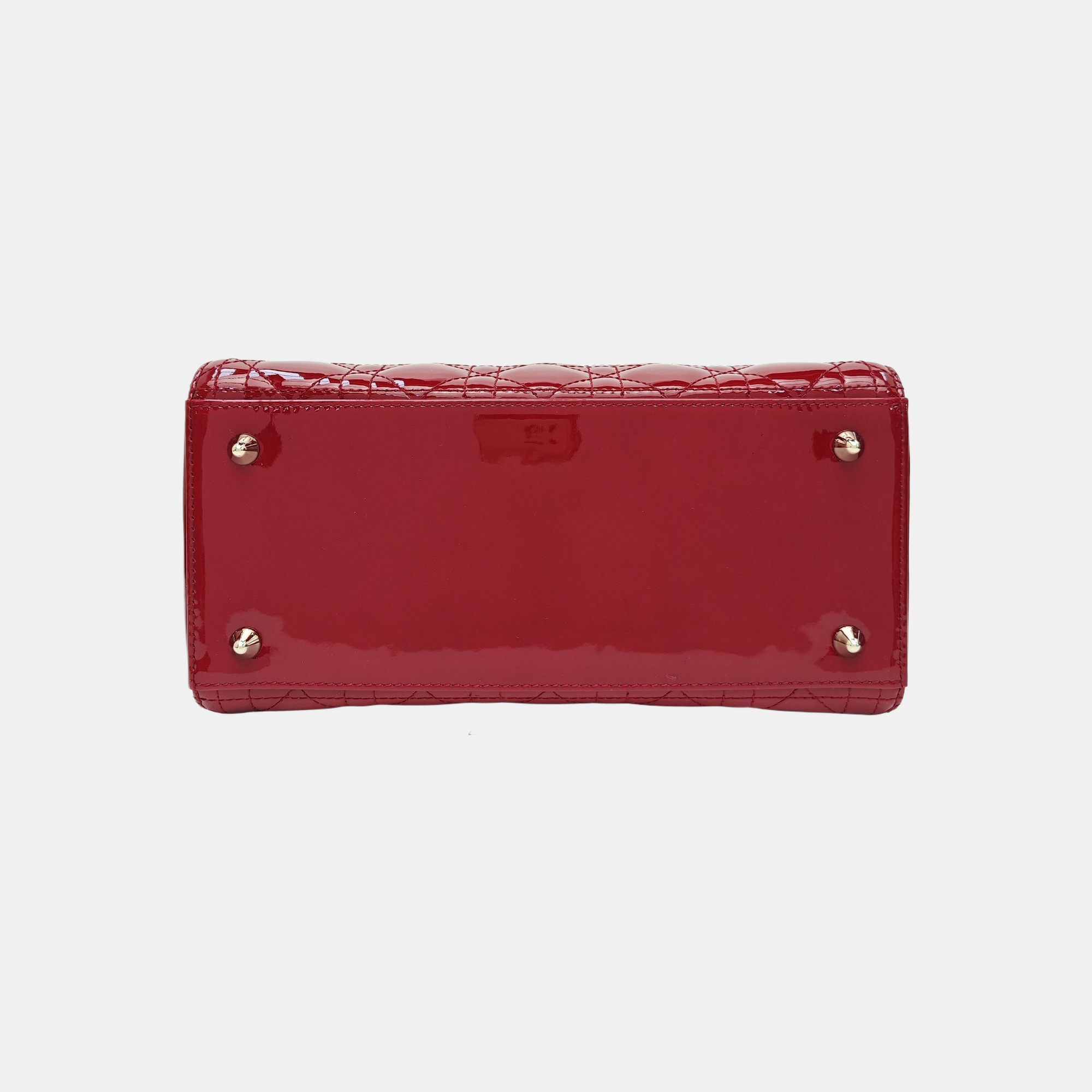 Lady Dior Medium Cannage Patent Leather Red