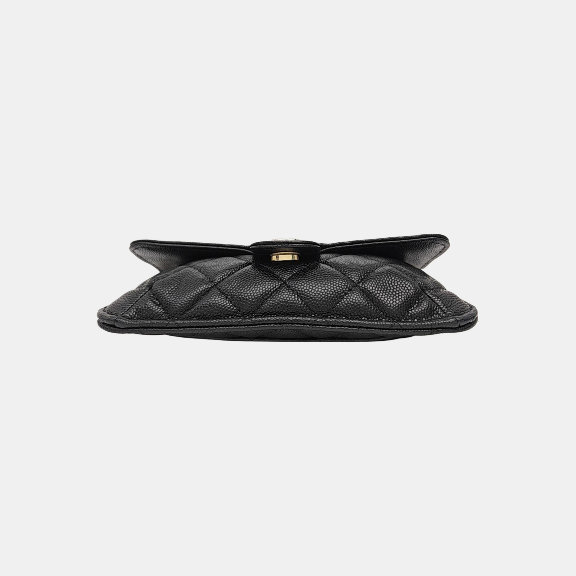 Quilted Grained Calfskin Shoulder Bag Black