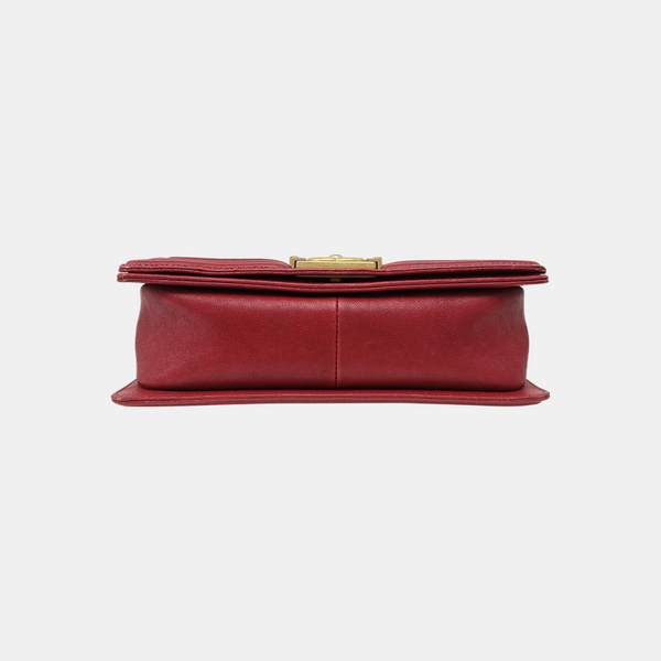 BOY CHANEL Medium Chevron Grained Calfskin Red