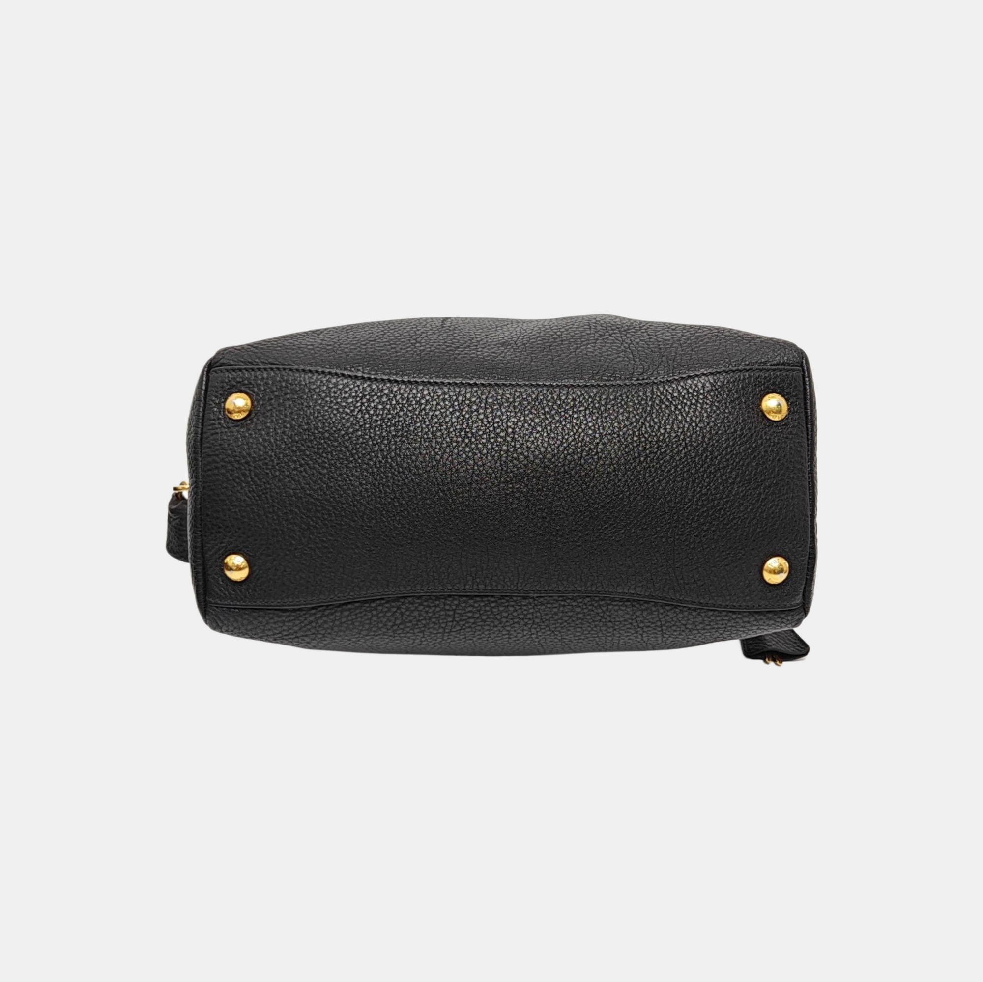 Calfskin Top Handle Bag Black