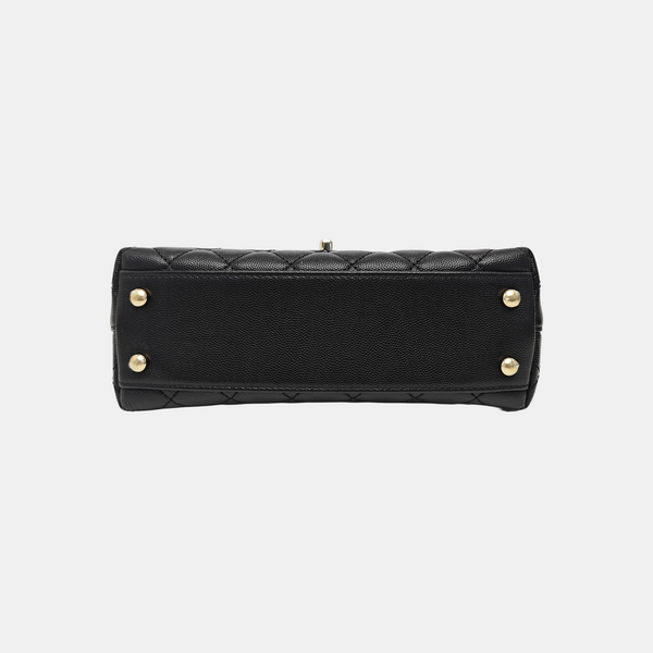 COCO HANDLE Small Quilted Grained Calfskin Black
