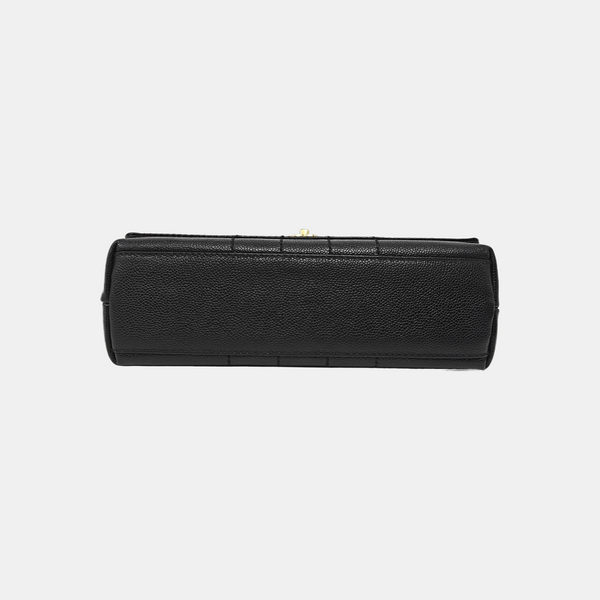 Quilted Grained Calfskin Shoulder Bag Black