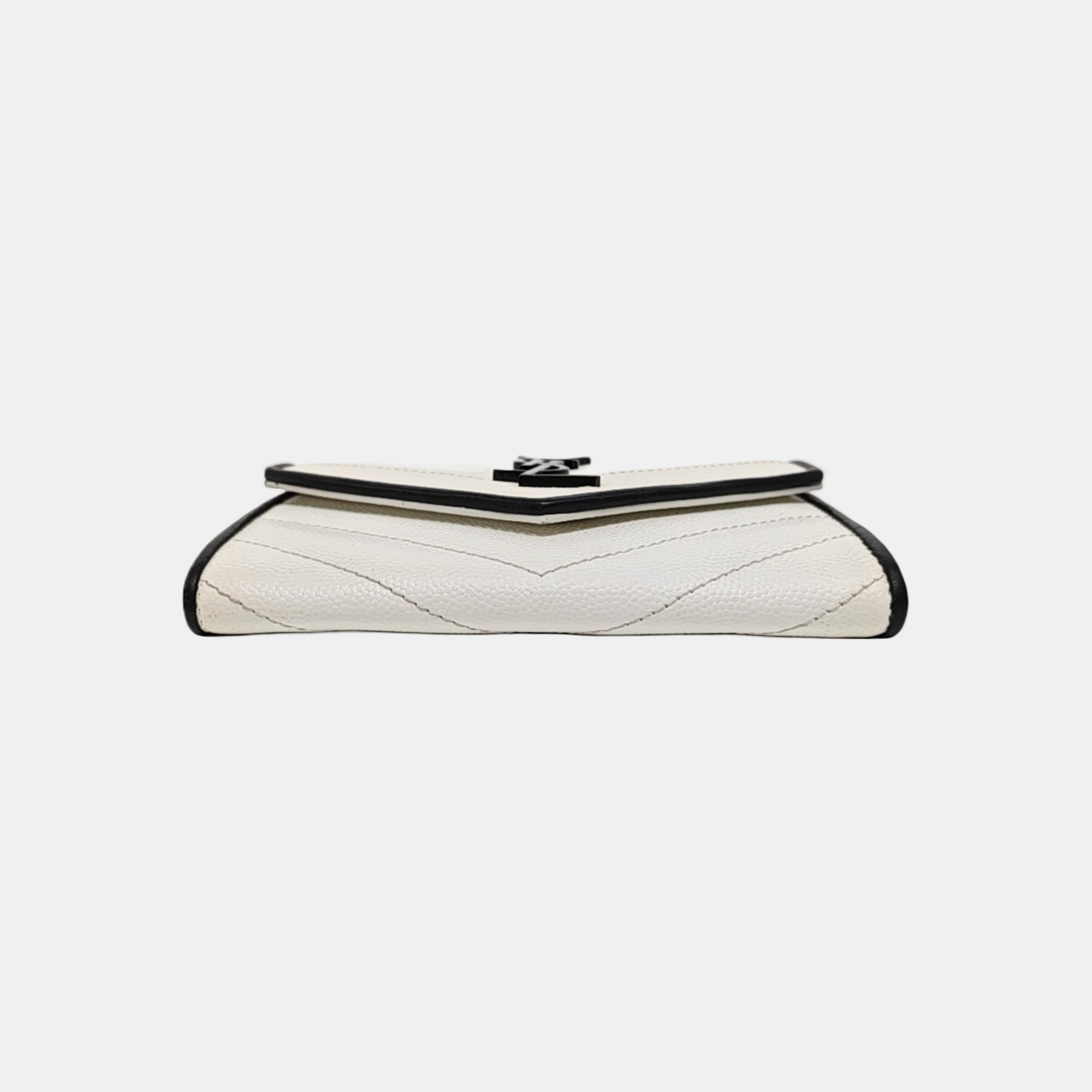 Chevron Calfskin Wallet White