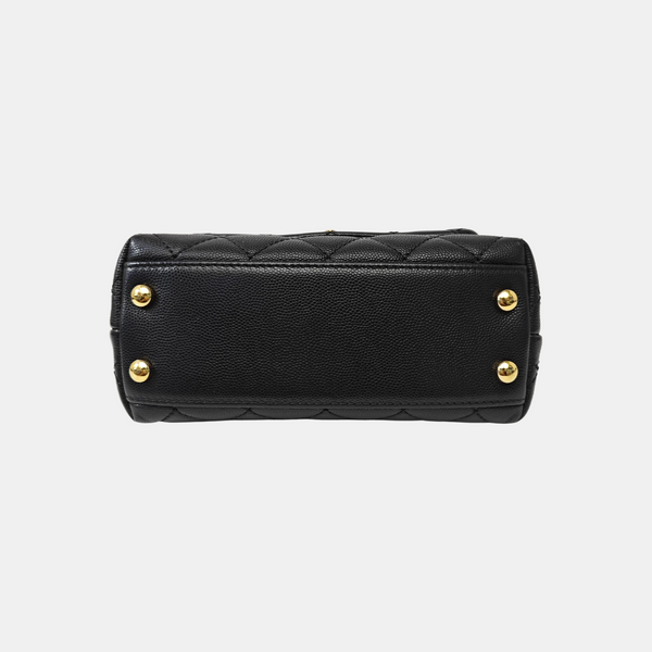 COCO HANDLE Mini Quilted Grained Calfskin Black