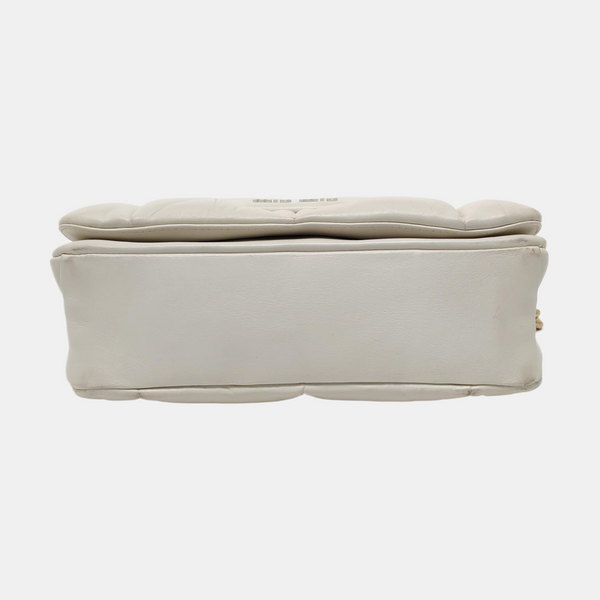 Quilted Lambskin Shoulder Bag White