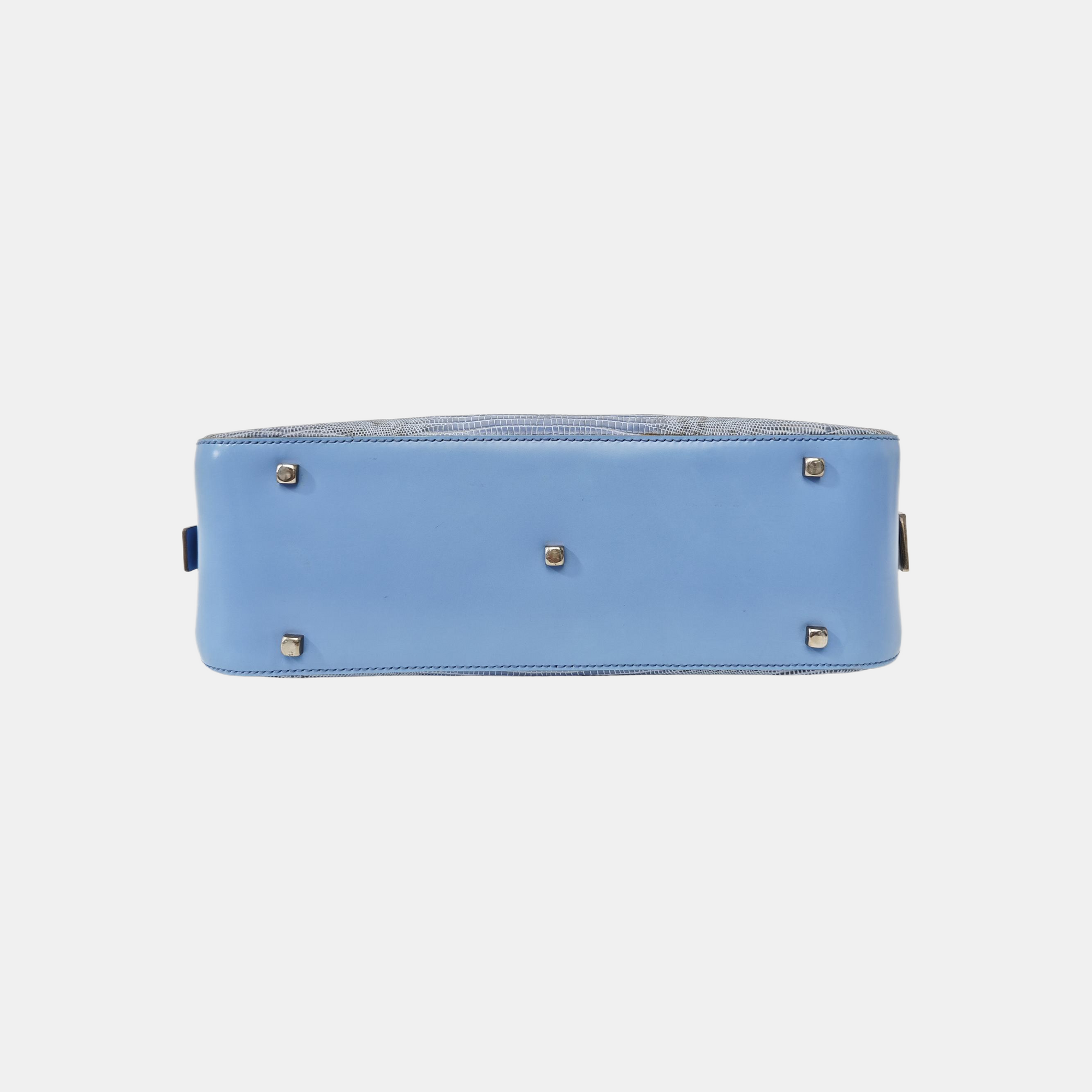 Calfskin Top Handle Bag Blue