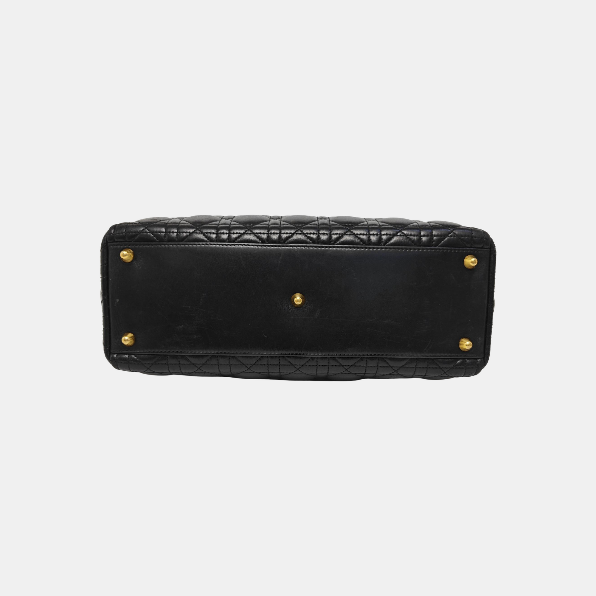 Lady Dior Large Cannage Lambskin Black