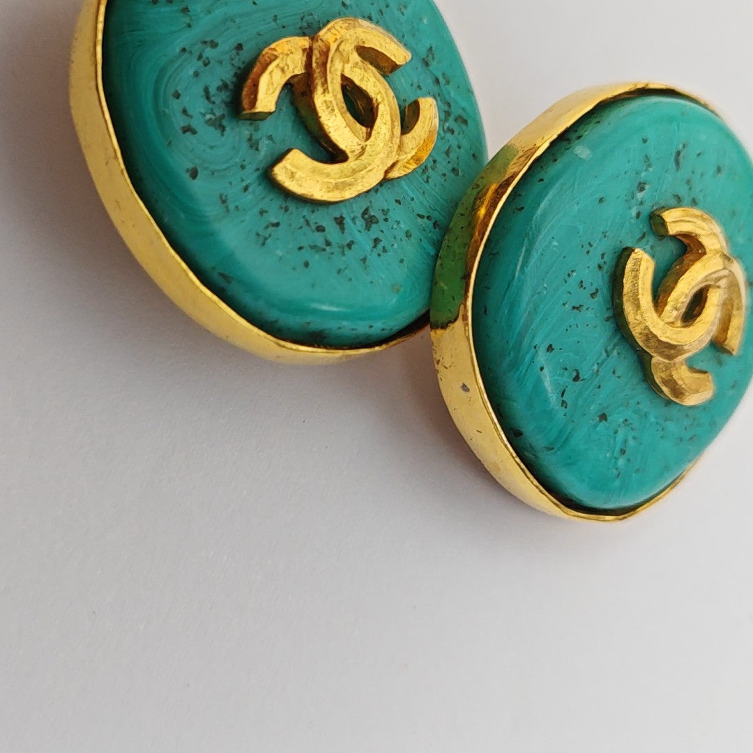 Metal Green Clip On Earrings