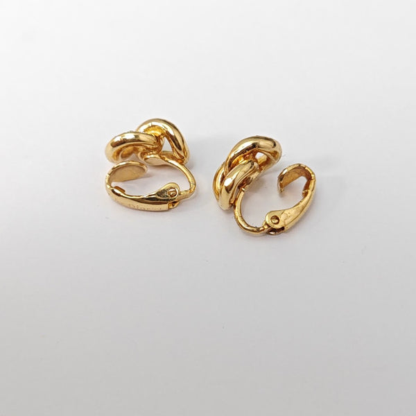 Twist Round Metal Gold Clip On Earrings