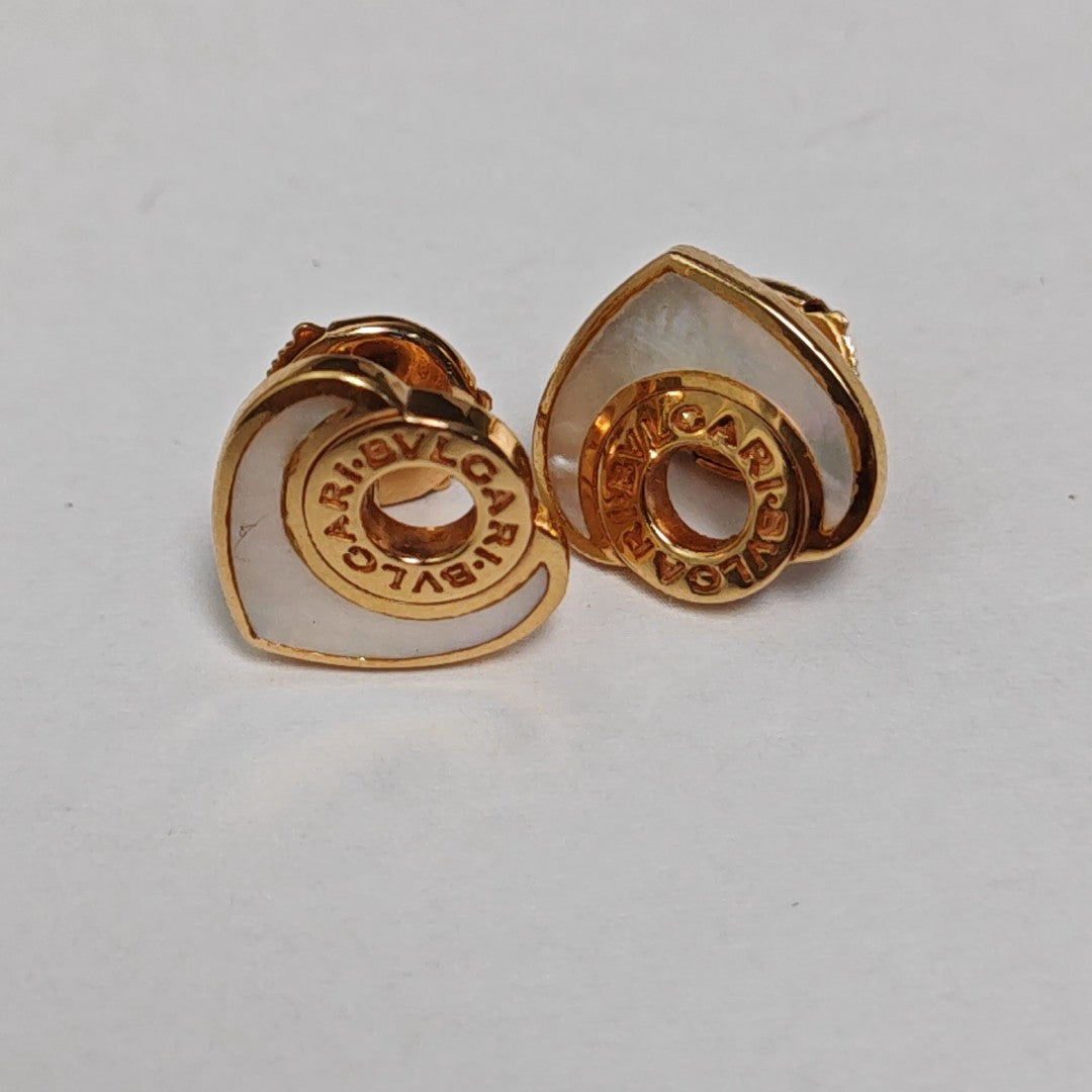BVLGARI BVLGARI 18k Rose Gold White Stud Earrings