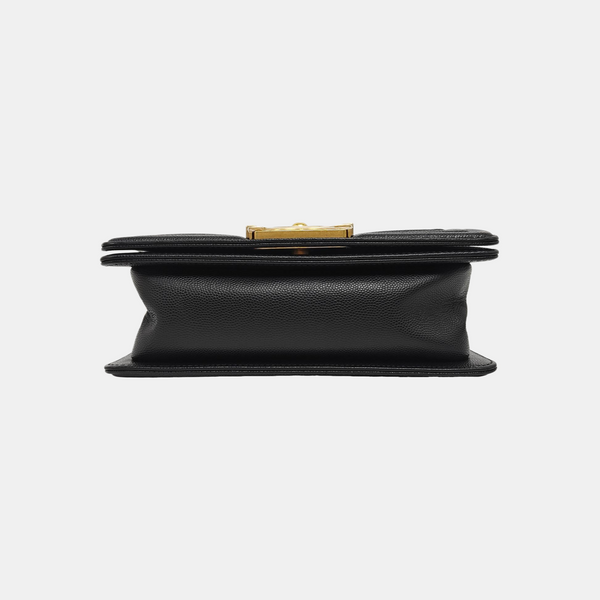BOY CHANEL Small Quilted Grained Calfskin Black