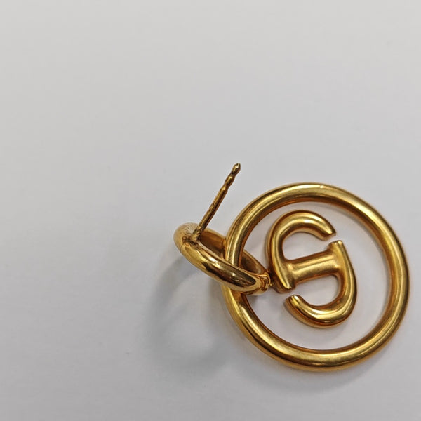 Petit CD Metal Gold Stud Earrings