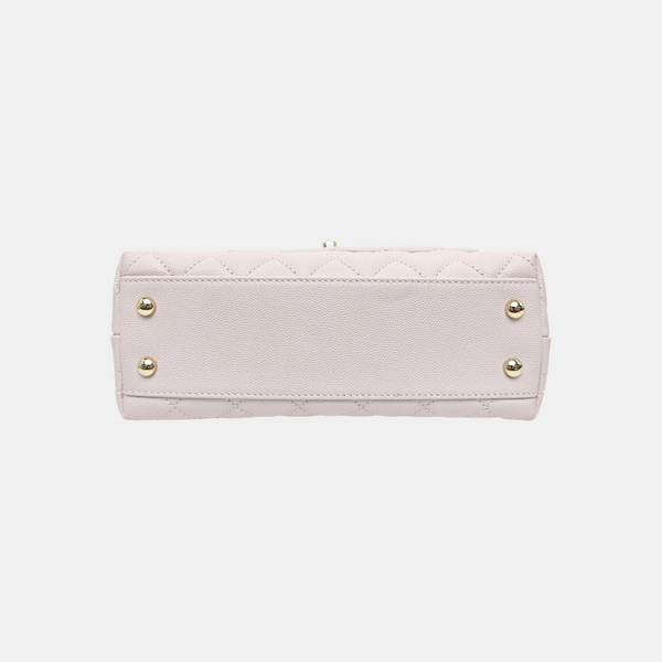 COCO HANDLE Small Quilted Grained Calfskin Pink