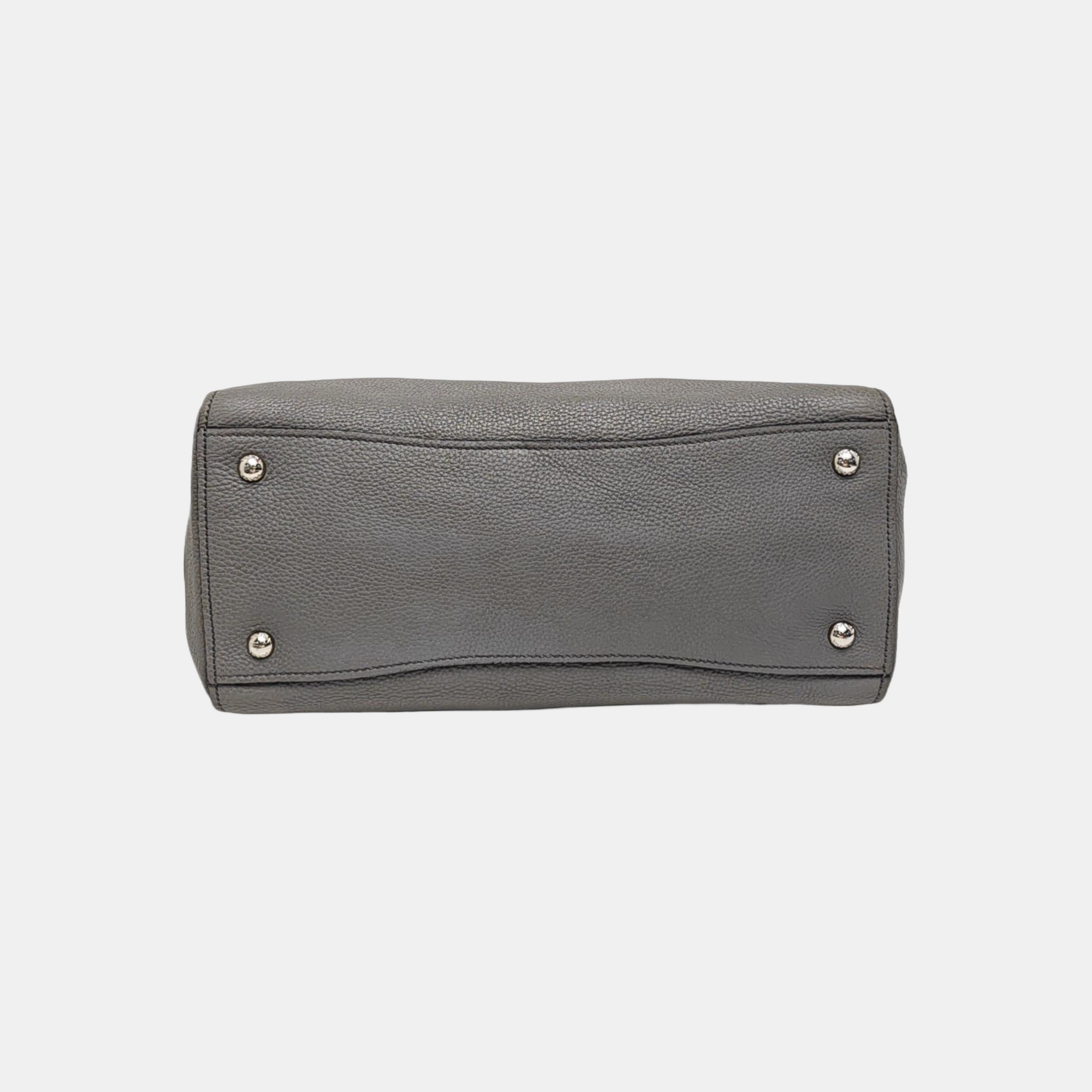 Leather Tote Bag Gray