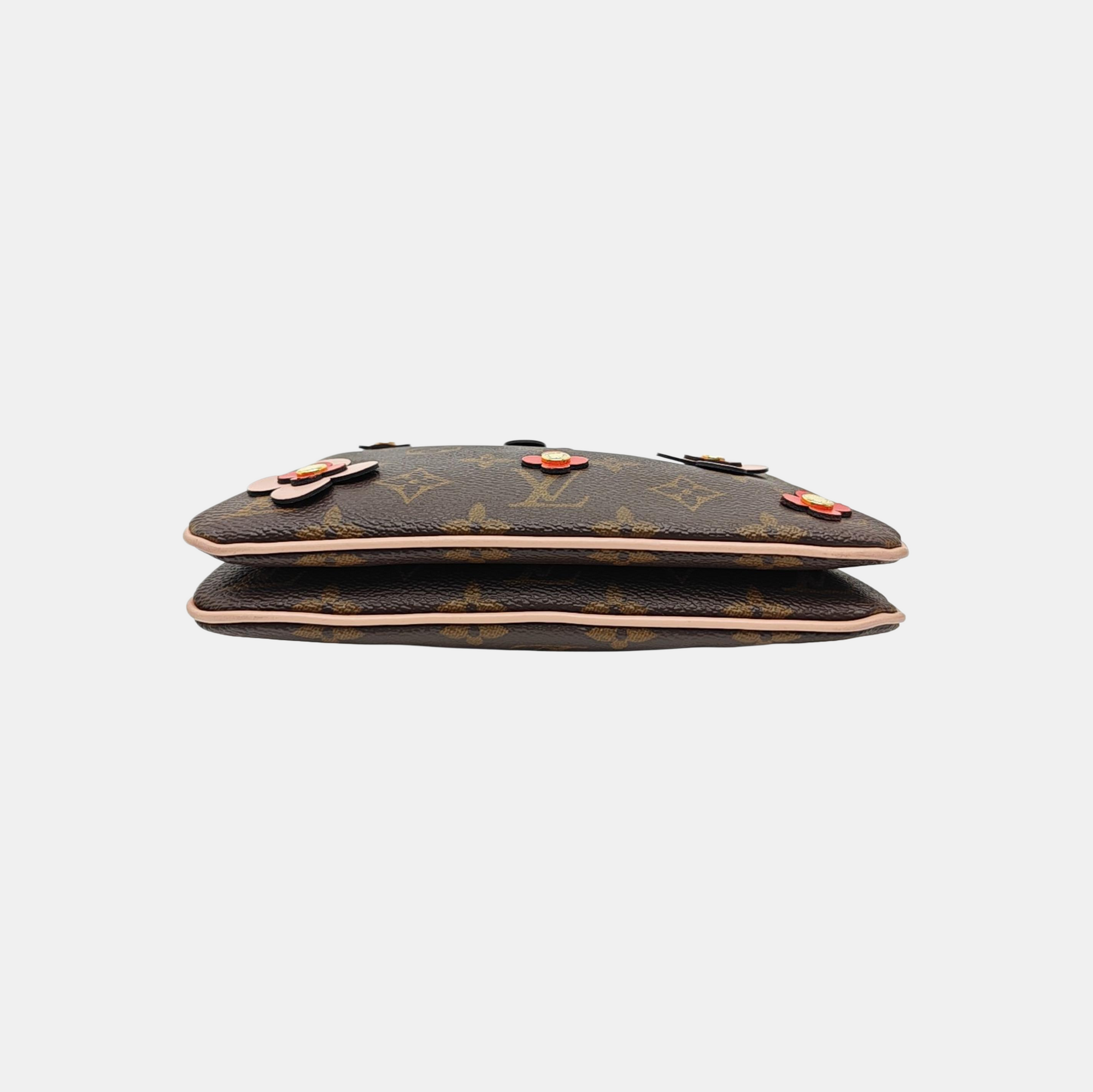 DOUBLE ZIP Monogram Coated Canvas Brown