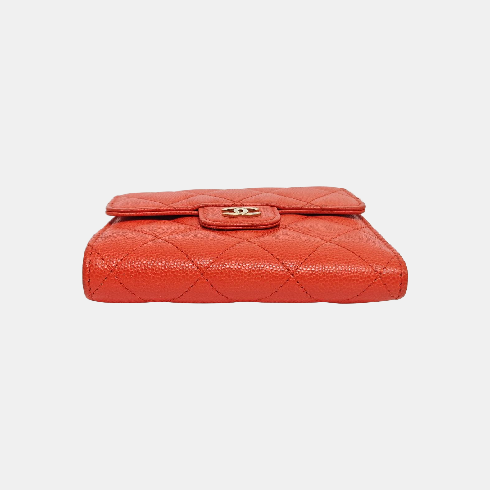 CLASSIC FLAP Quilted Grained Calfskin Red Wallet
