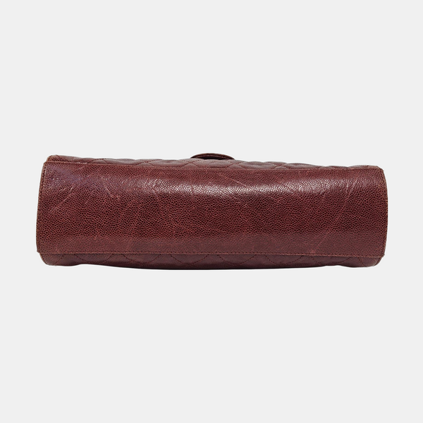 Authenticated pre-owned  CLASSIC FLAP Quilted Grained Calfskin Red - Shoulder Bag at Looply