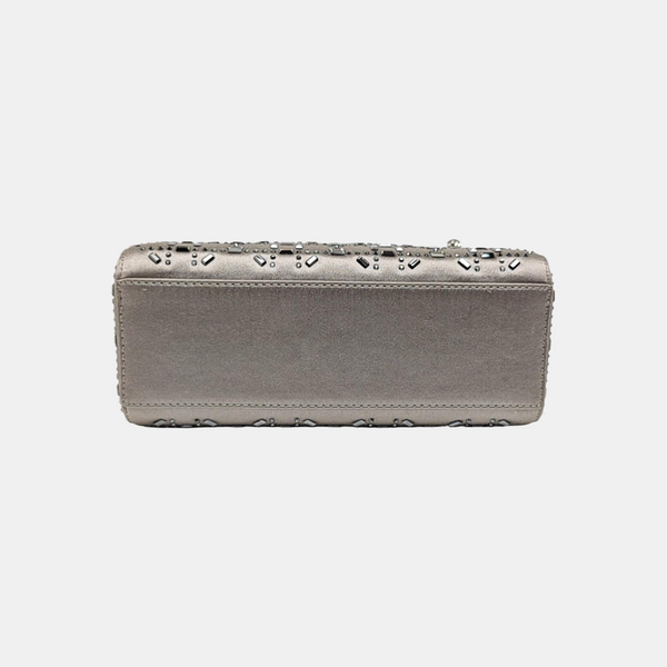 Lady Dior Mini Cannage Silk Satin Gray