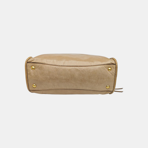 Shoulder Strap Calfskin Beige
