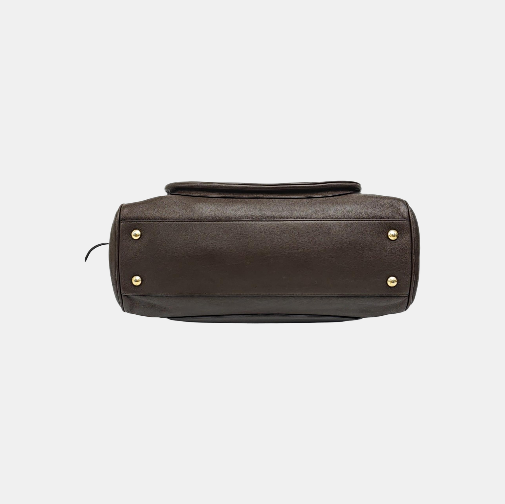 Calfskin Top Handle Bag Brown