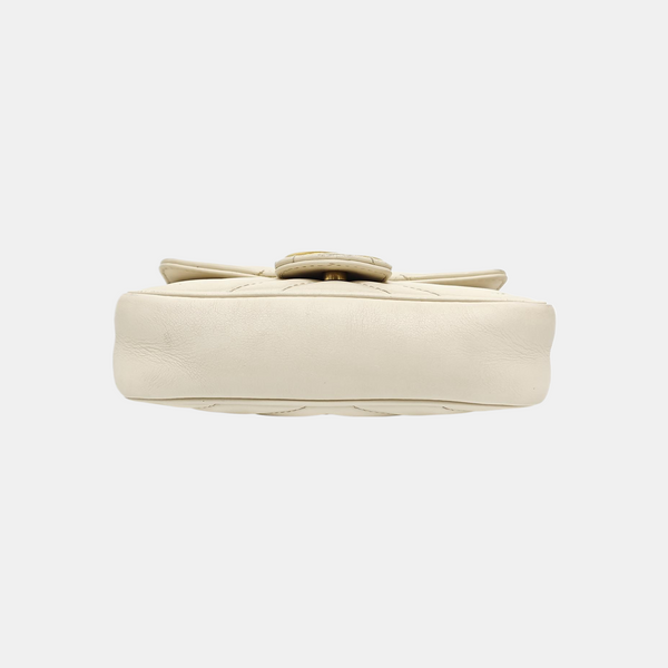 GG Marmont Mini Quilted Calfskin White