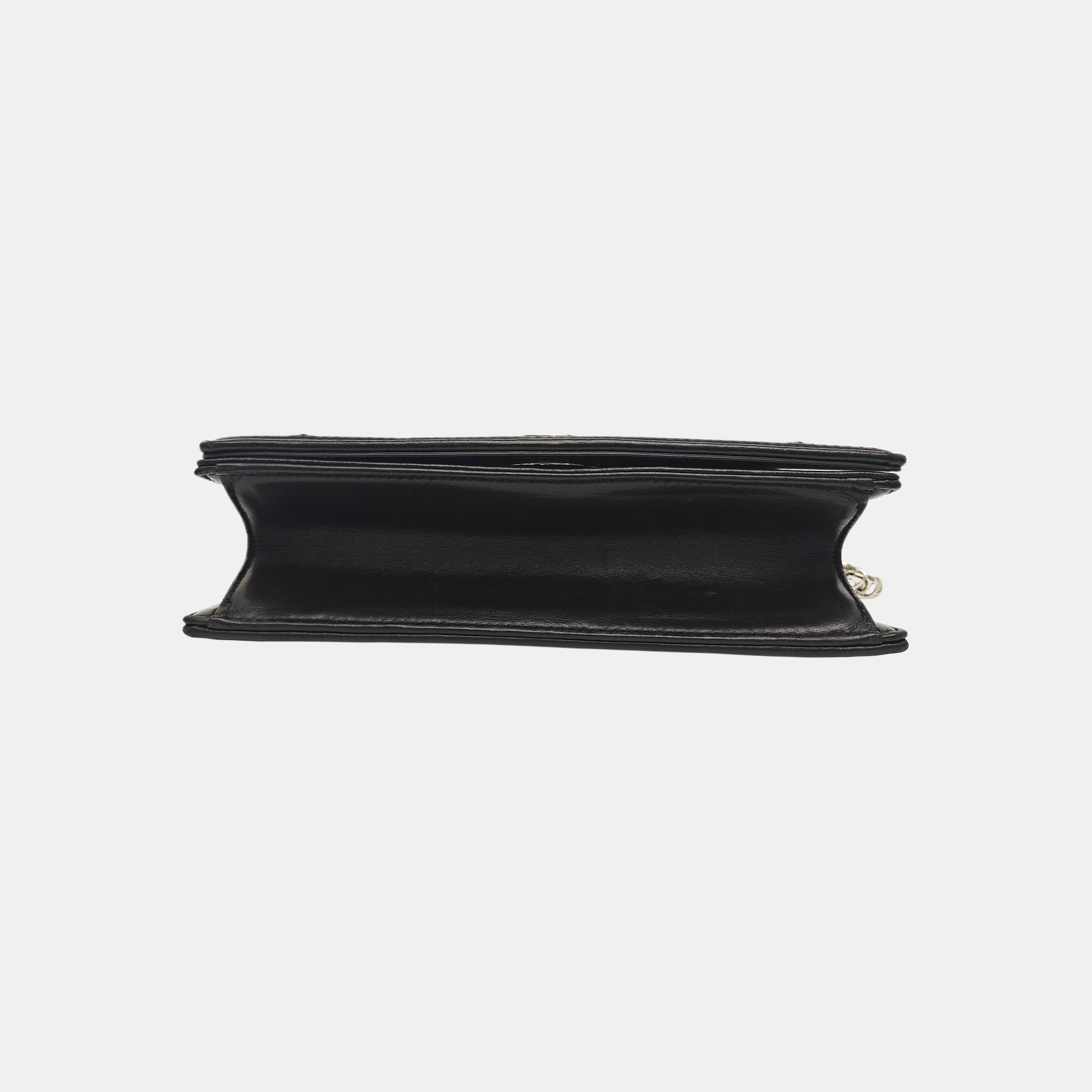 Cannage Calfskin Shoulder Bag Black