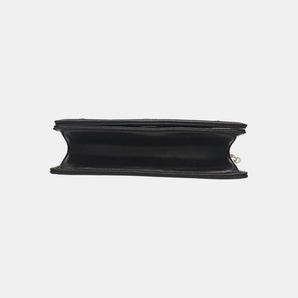 Cannage Calfskin Shoulder Bag Black
